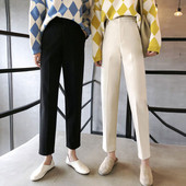 Pantaloni de dama moderni model drept in alb si negru
