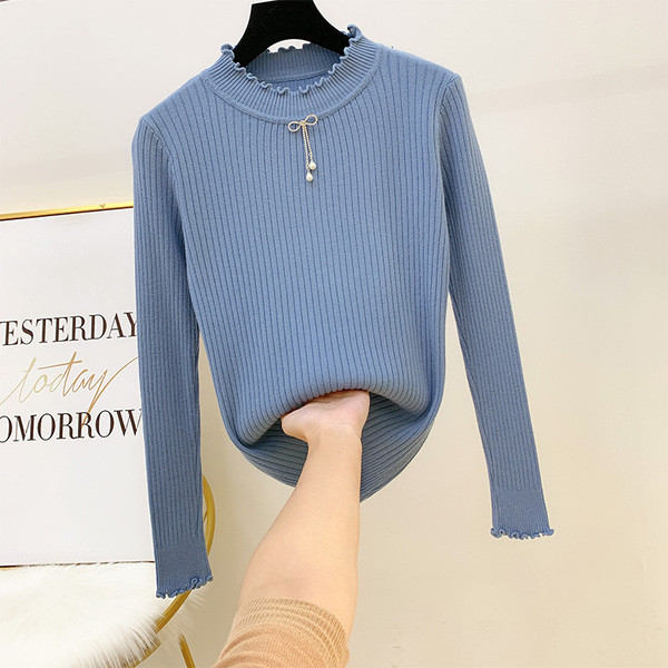 Női pulóver kerek nyakkivágással, több színben