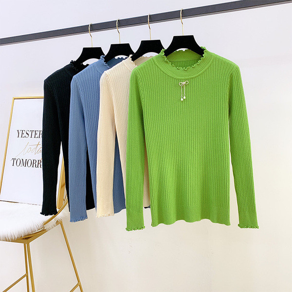 Női pulóver kerek nyakkivágással, több színben