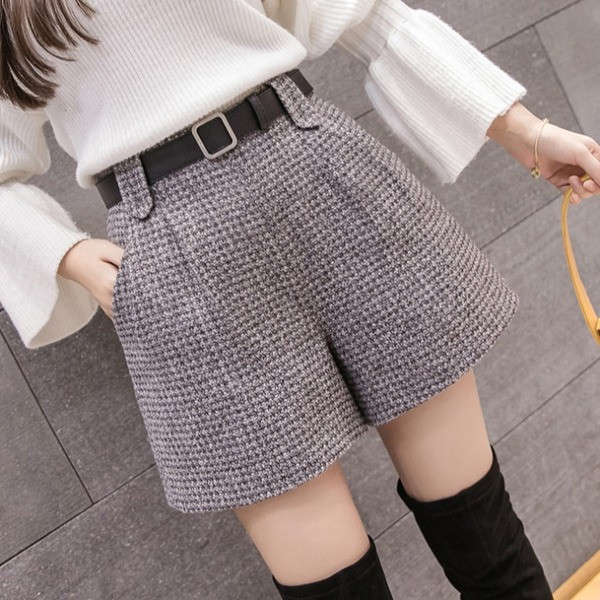 Új modell kockás női nadrág magas derékkal és övvel - két színben