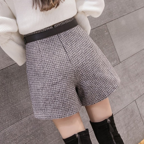 Új modell kockás női nadrág magas derékkal és övvel - két színben