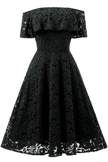 Rochie de dama moderna din dantela scurta cu maneci cazute in mai multe culori