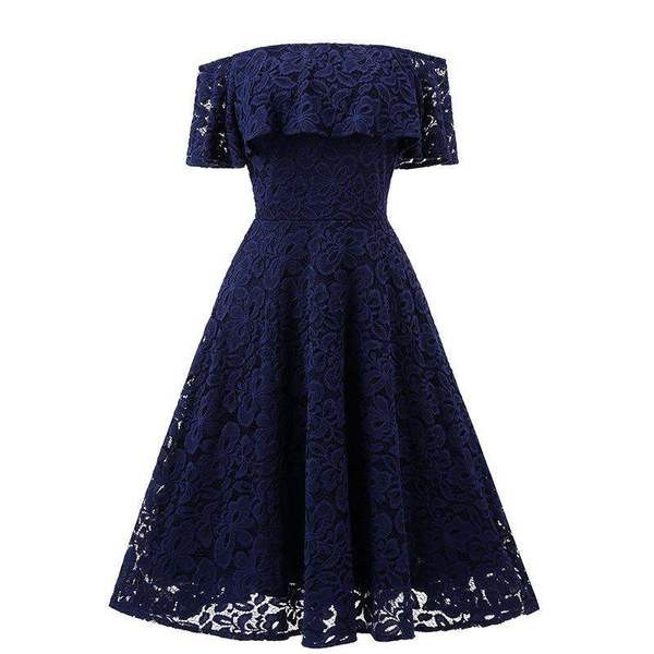 Modern női csipke rövid ruha ejtett ujjakkal több színben