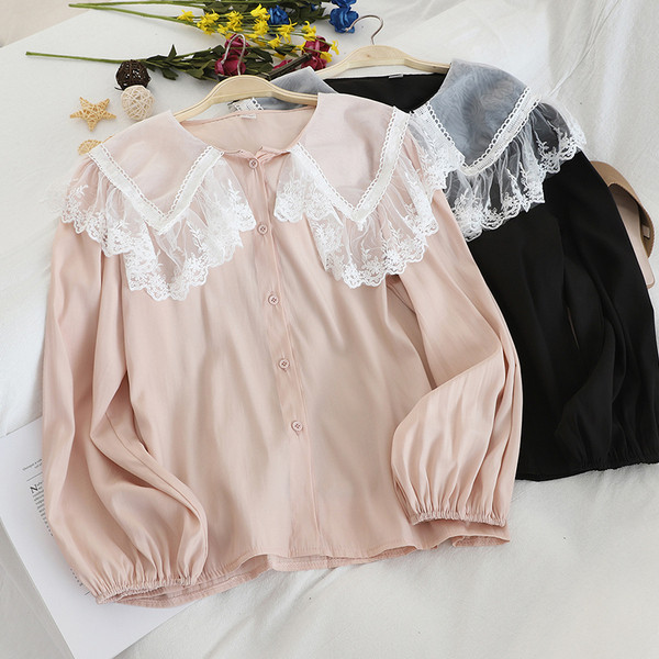 Modern női ing három színben, csipkével és gombokkal