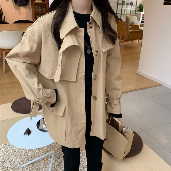 Női modern vékony kabát két színben, zsebekkel