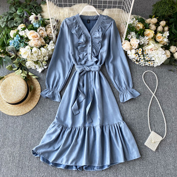 Rochie moderna de dama cu decolteu spitz in mai multe culori