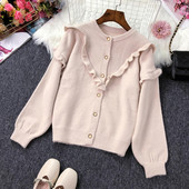 Cardigan de dama cu nasturi si bucle in mai multe culori