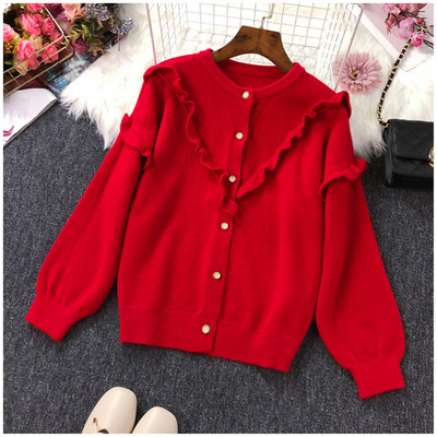 Cardigan de dama cu nasturi si bucle in mai multe culori