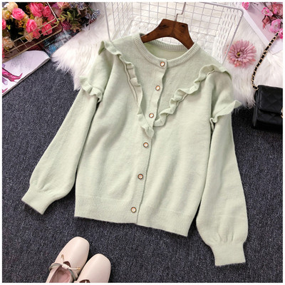 Cardigan de dama cu nasturi si bucle in mai multe culori