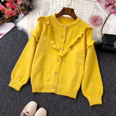 Cardigan de dama cu nasturi si bucle in mai multe culori