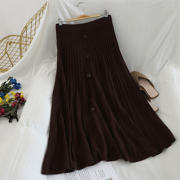 Női hosszú szoknya négy színben, gombokkal