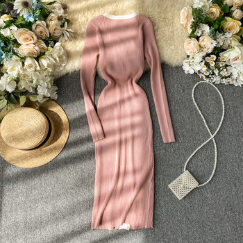 Rochie lunga de dama cu cravate in mai multe culori