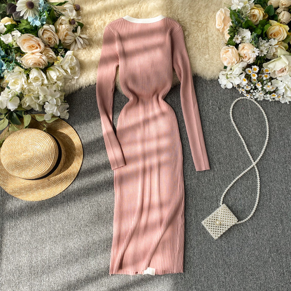 Hosszú női ruha nyakkendővel több színben