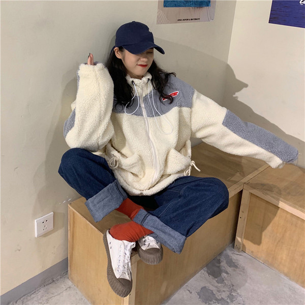 Női széles, puha pulóver három színben cipzárral és megkötővel