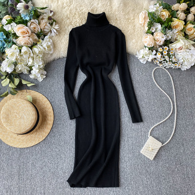 Rochie casual dama cu guler inalt in diferite culori