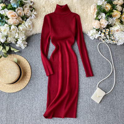Rochie casual dama cu guler inalt in diferite culori