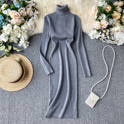 Rochie casual dama cu guler inalt in diferite culori