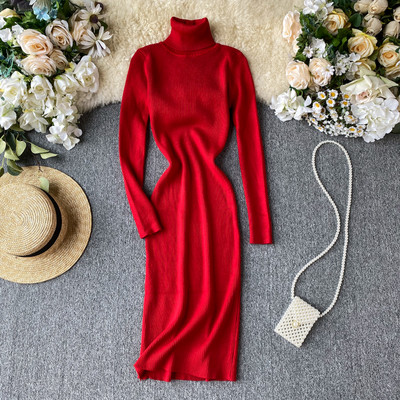 Rochie casual dama cu guler inalt in diferite culori