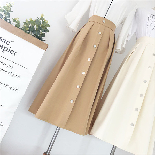 Stílusos női szoknya magas derékkal, gombokkal több színben