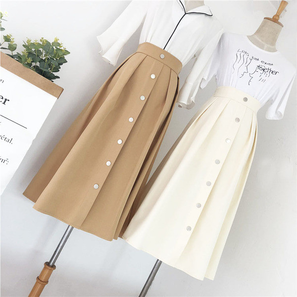 Stílusos női szoknya magas derékkal, gombokkal több színben