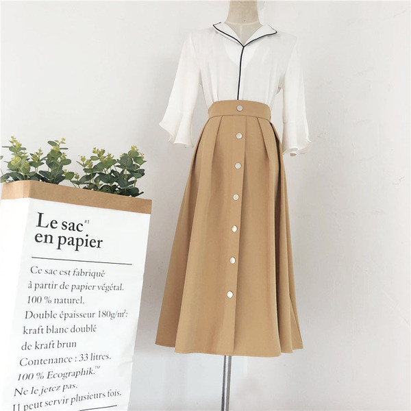 Stílusos női szoknya magas derékkal, gombokkal több színben