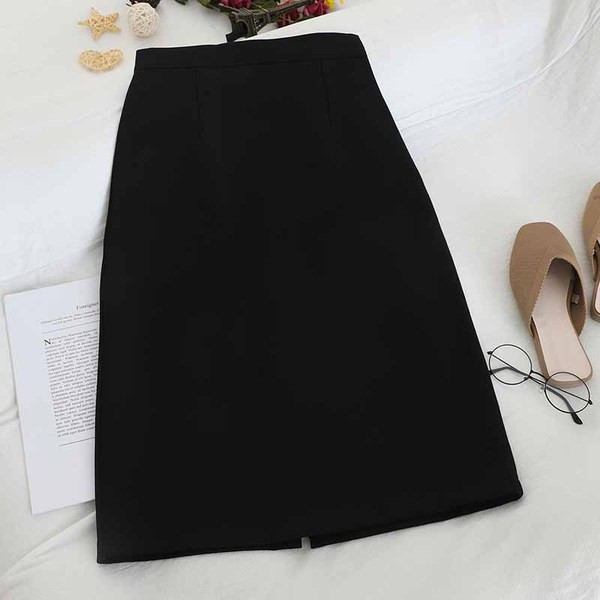 Modern női szoknya négy színben, hasítékkal, magas derékkal