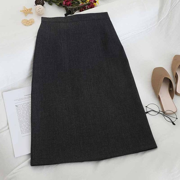 Modern női szoknya négy színben, hasítékkal, magas derékkal