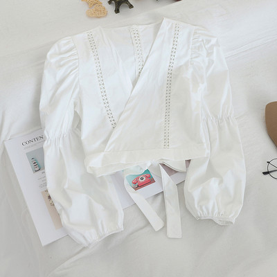 Bluza de dama in patru culori cu cravate si decolteu in V