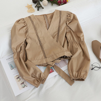 Bluza de dama in patru culori cu cravate si decolteu in V