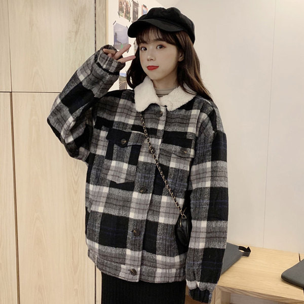 Modern női puha kockás kabát két színben