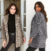 Palton lung de dama modern cu model animal in doua culori