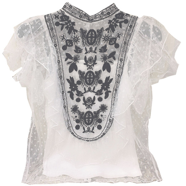 Stílusos női felső fekete-fehér csipkével