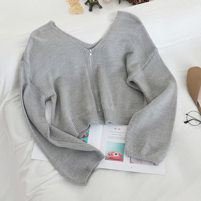 Bluza de dama in mai multe culori cu fermoar si decolteu in V
