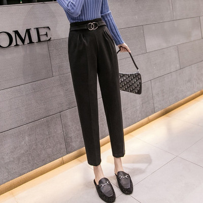 Pantaloni moderni de dama cu curea si buzunare in trei culori