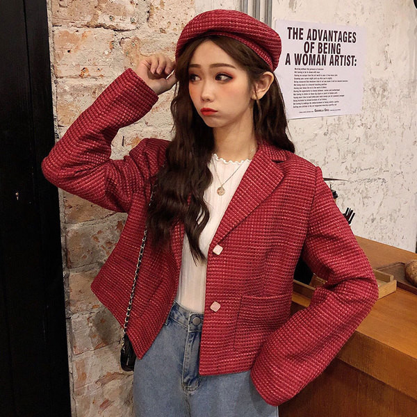 Modern női rövidkabát két színben, zsebekkel