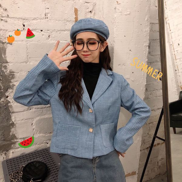 Modern női rövidkabát két színben, zsebekkel