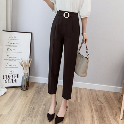 Pantaloni eleganti de dama cu lungimea de 9/10 in bej si negru