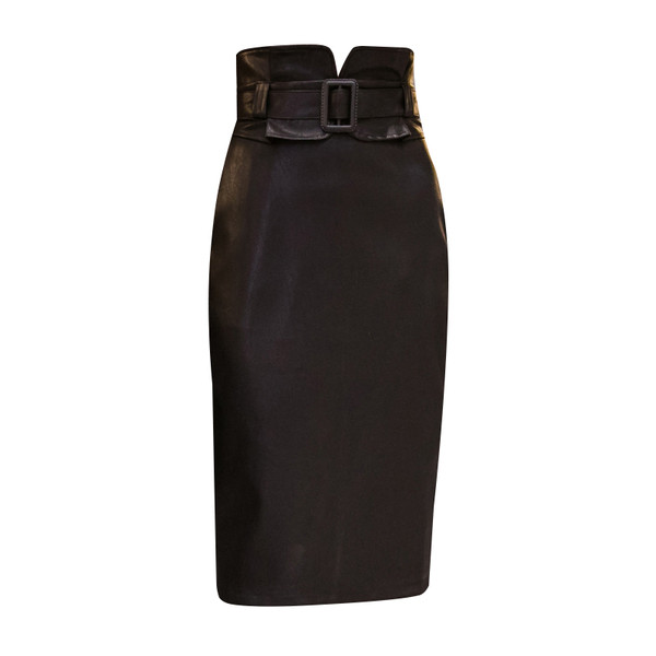 Modern női hosszú szoknya öko bőrből, két színben