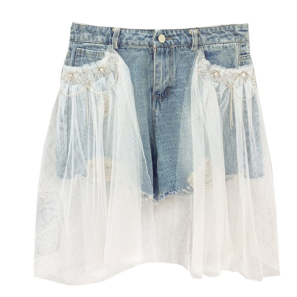 Új modell női rövidnadrág tüll elemmel