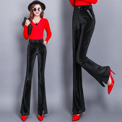 Дамски модерен панталон в черен цвят с висока талия модел чарлстон
