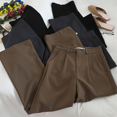Дамски панталон в три цвята с висока талия и джобове
