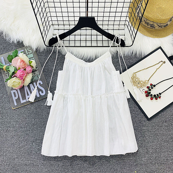 Női lezser felső vékony pánttal - széles modell fehér és zöld színben