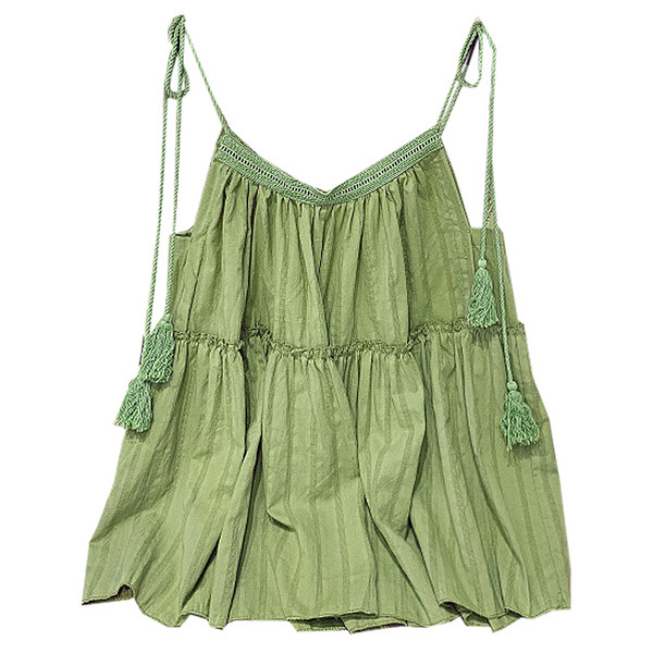 Női lezser felső vékony pánttal - széles modell fehér és zöld színben