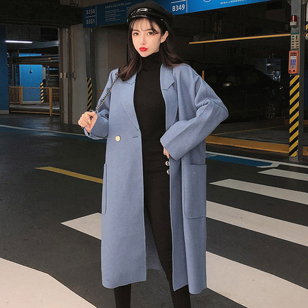 Stílusos női őszi kabát kék és sárga színben