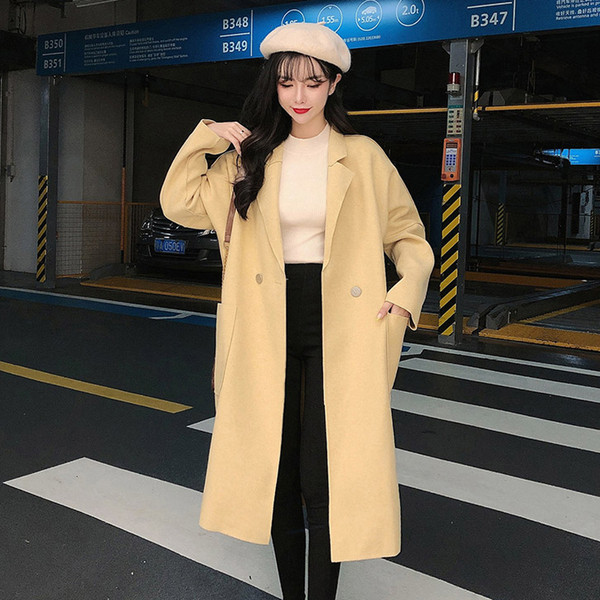 Stílusos női őszi kabát kék és sárga színben