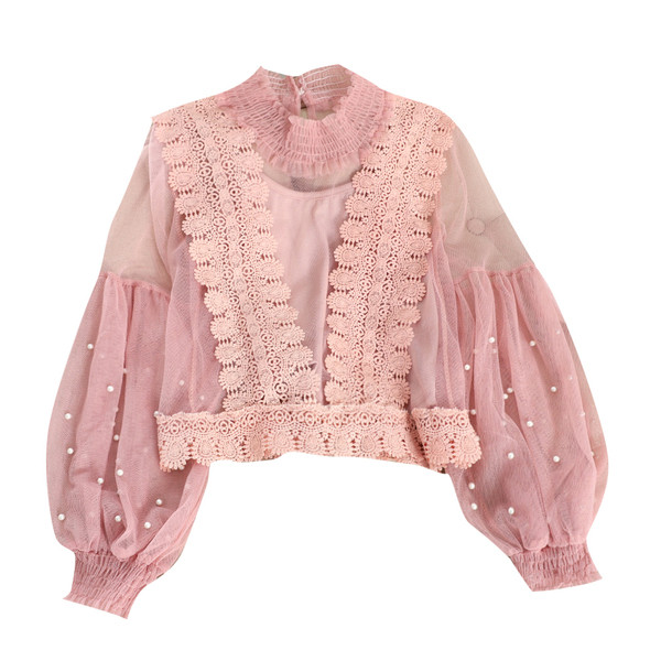 Női ing polo galléros gyöngyökkel és hímzéssel különböző színekben