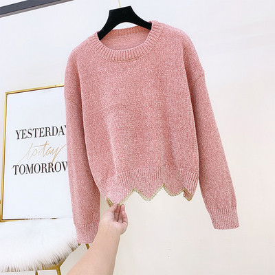 Női pulóver kerek nyakkivágással, négy színben