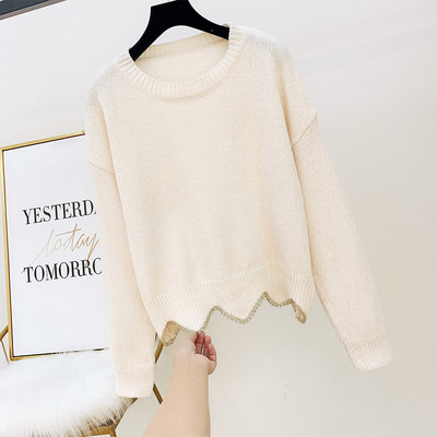 Női pulóver kerek nyakkivágással, négy színben