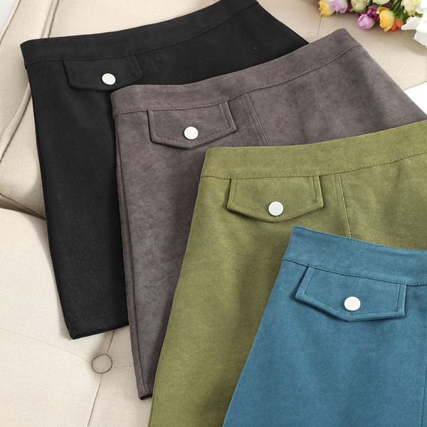 Stílusos női rövid szoknya eco velúrból, négy színben
