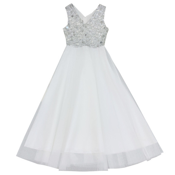 Stílusos női ruha flitterekkel - fehér szabásmintával